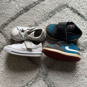 Nike sneakers bundle SB gray blue and white pair Velcro closure toddler boys 7